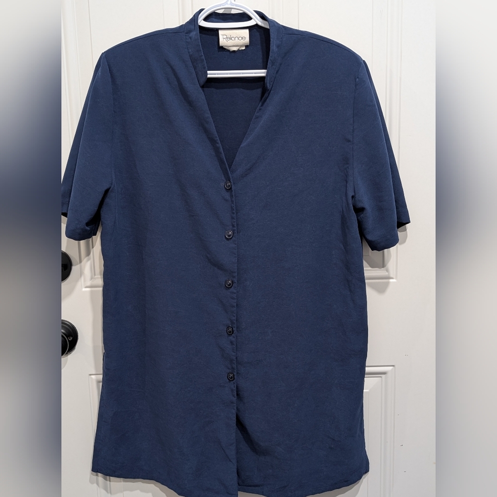 Relance Women's Vintage Navy Blue Tunic Top